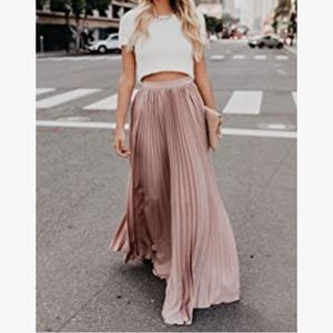 High waisted flowy chiffon pleated chic long skirt